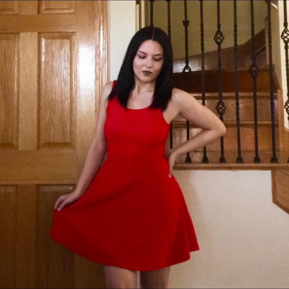 Express a line dress in red orange